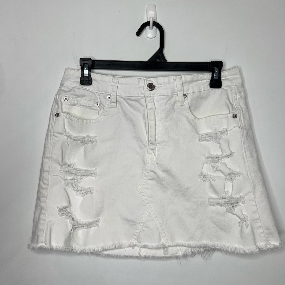 American Eagle White Denim Mini Skirt Size 8
